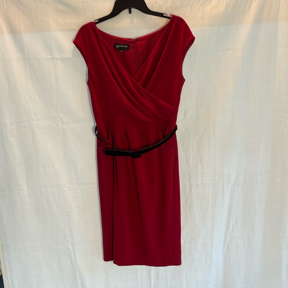 BOGO! Jones New York Red Dress with Black Velvet Belt